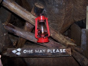 Inside a cave